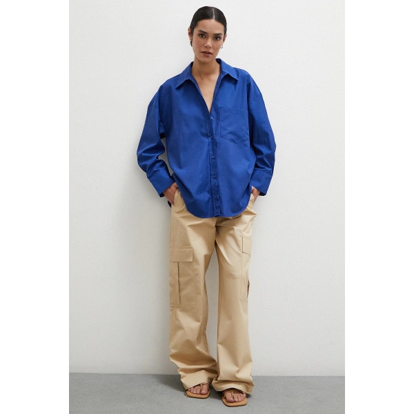 Poplin Gömlek Lacivert