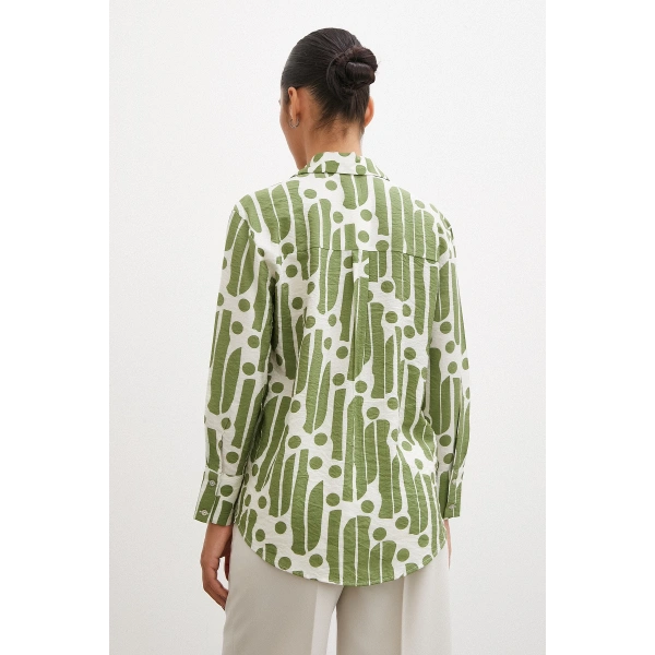 Modern Desen Modal Gömlek Yeşil