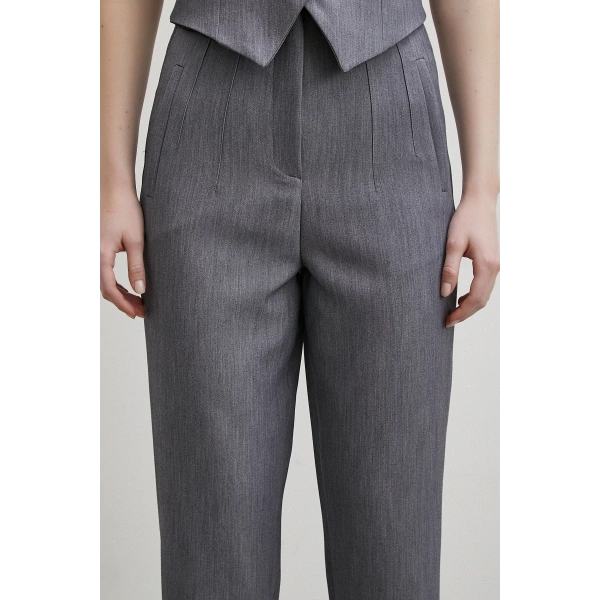 Önü Pensli Skinny Kumaş Pantolon Antirasit