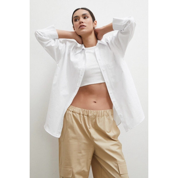 Regular Fit Poplin Gömlek Beyaz