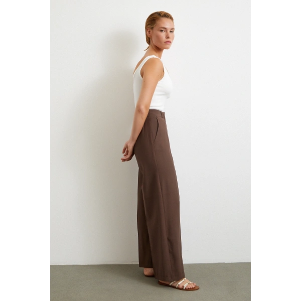 Geniş Paça Palazzo Pantolon Kahve