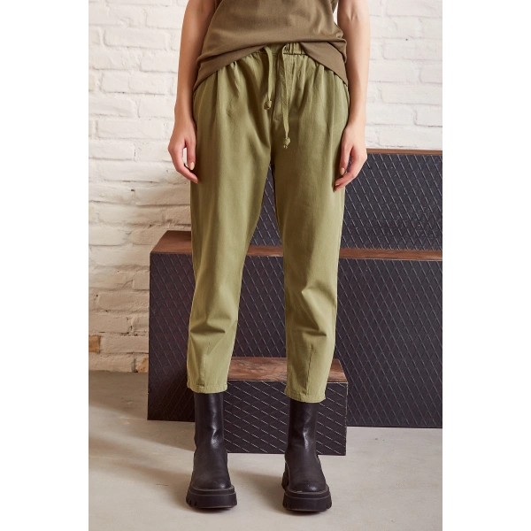 Beli İpli Salaş Gabardin Pantolon Haki