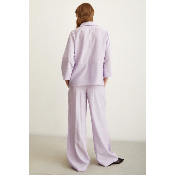 Beli Lastikli Pantolon Lila