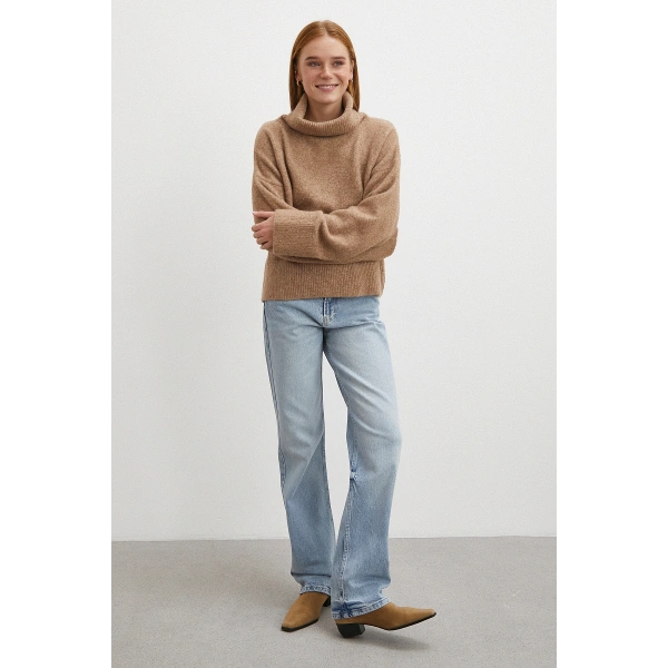 Yüksek Bel Straight Fit Jean Buz Mavisi