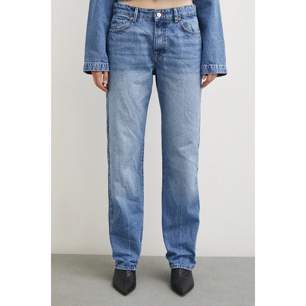 Beş Cepli Yülsel Bel Regular Fit Jean Mavi