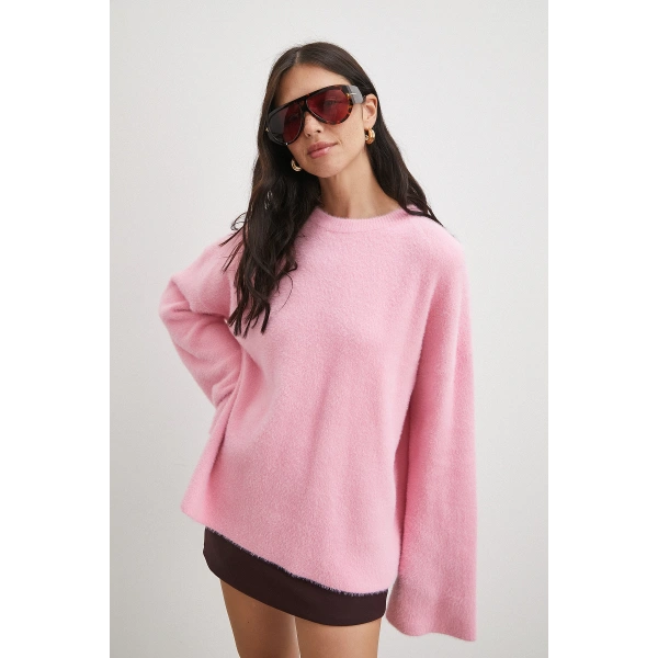 Bisiklet Yaka T Kol Kazak Pembe