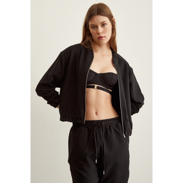 Likralı Eşofman Takımı Siyah