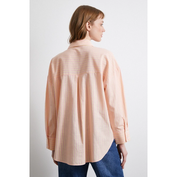 Filamingi Çizgili Gömlek Pudra