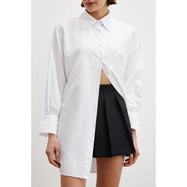 Gömlek Etek Elbise Siyah