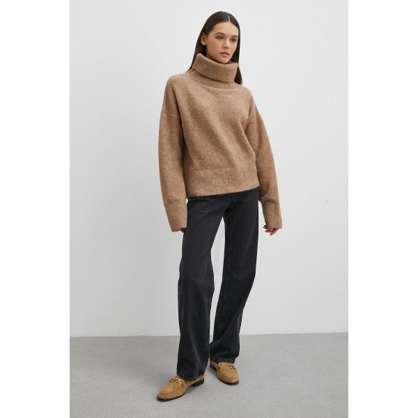 Yüksek Bel Boru Paça Jean Siyah