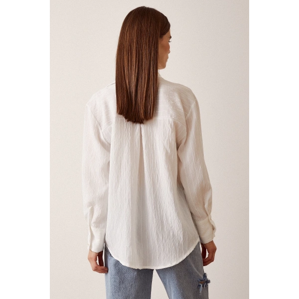 Çizgi Desenli Gömlek Beyaz