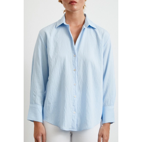 Paralel Çizgili Gömlek Mavi