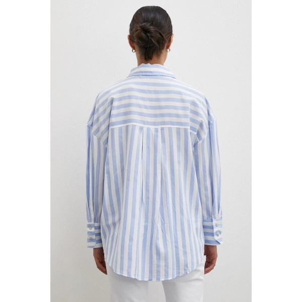 Oversize Cepli Gömlek Mavi