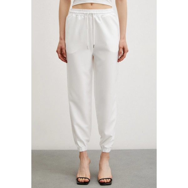 Likralı Eşofman Altı Beyaz