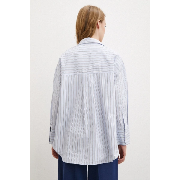 Tek Cepli Poplin Gömlek Mavi