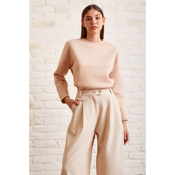 Bisiklet Yaka Oversize Sweatshirt Somon