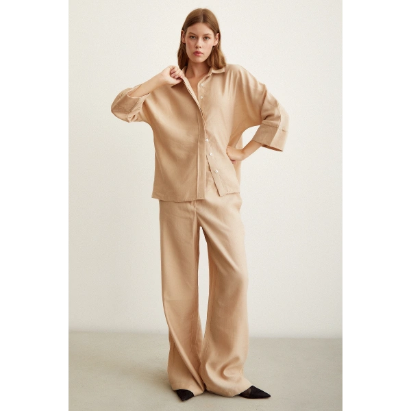 Beli Lastikli Pantolon Bej