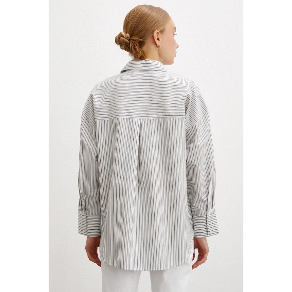 Çizgili Gömlek Ekru