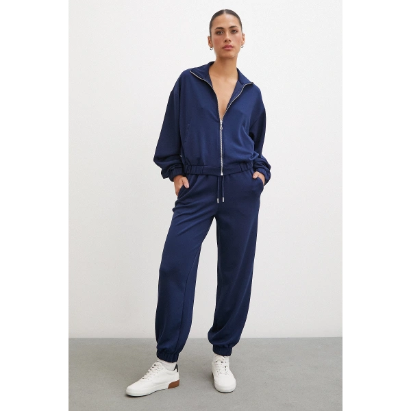 Fermuarlı Sweatshirt Lacivert