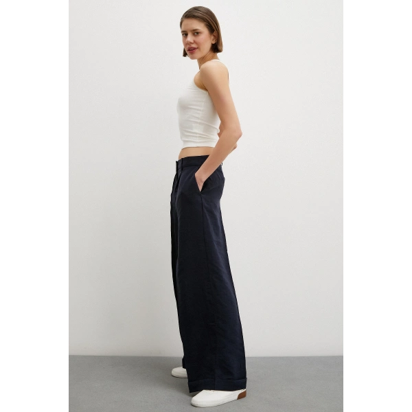 Geniş Paça Palazzo Pantolon Lacivert