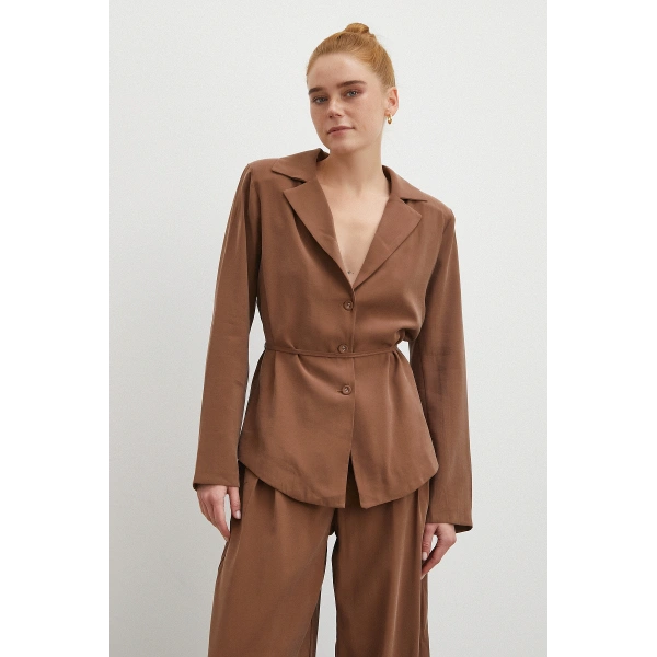 Gömlek Pantolon Modal Takım Kahve