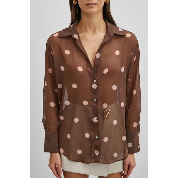 Desenli Yoryo Gömlek Kahve