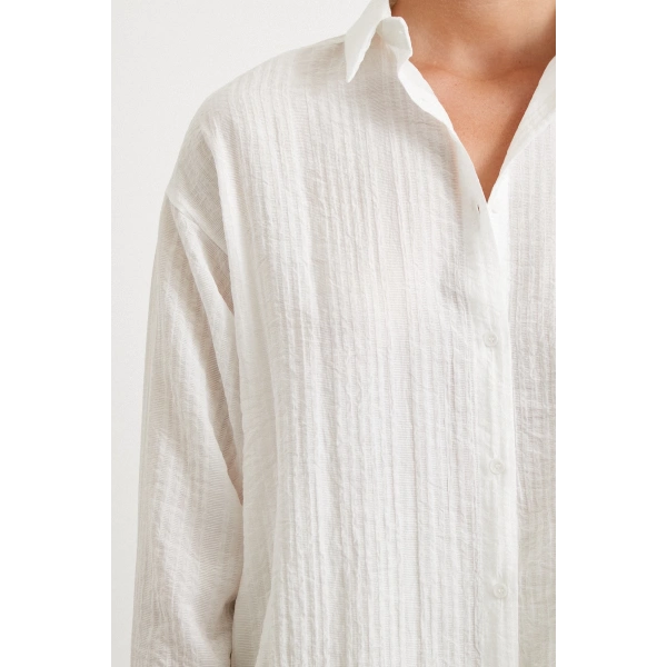 Dokulu Gömlek Beyaz