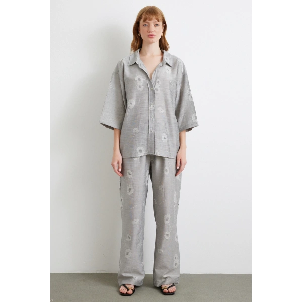 Arka Cepli Salaş Pantolon Gri