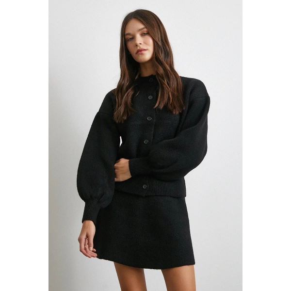 Hırka Etek Triko Takım Siyah