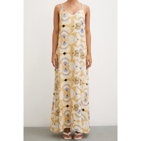 İp Askılı Elbise Hardal