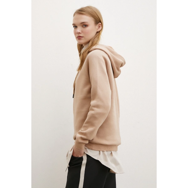 Kapşonlu Sweatshirt Kahve