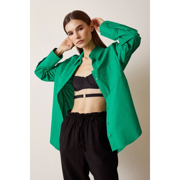 Klasik Poplin Gömlek Yeşil