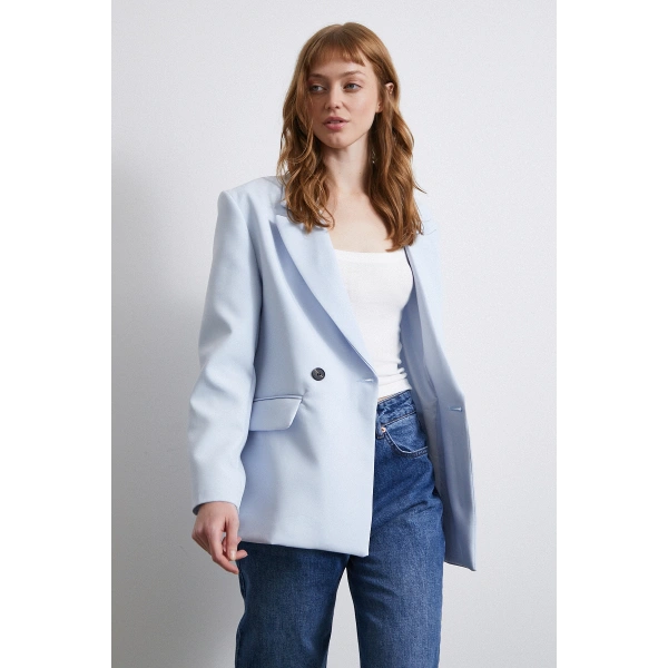 Klasik Poliviskon Ceket Mavi