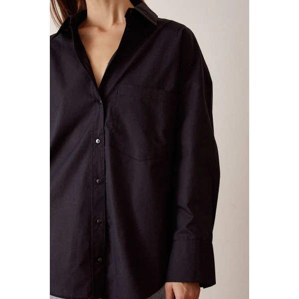 Boyfriend Basic Gömlek Siyah