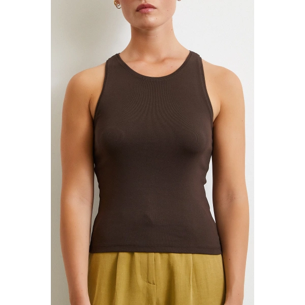 Basit Crop Top Kahve