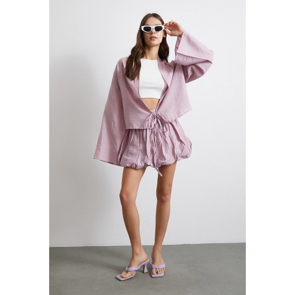 Astarlı Balon Etek Lila