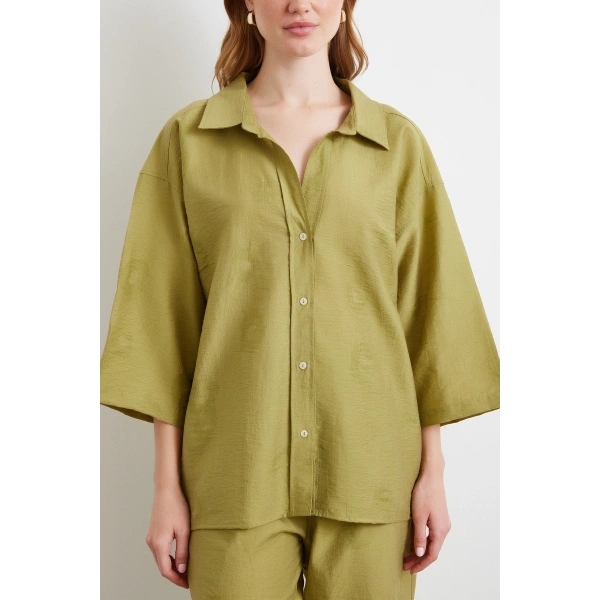 Fakir Kol Oversize Gömlek Yeşil