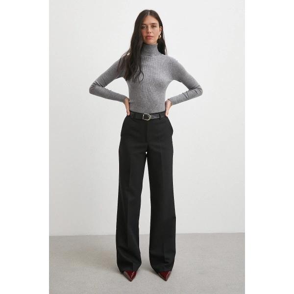 Yüksek Bel Klasik Pantolon Siyah