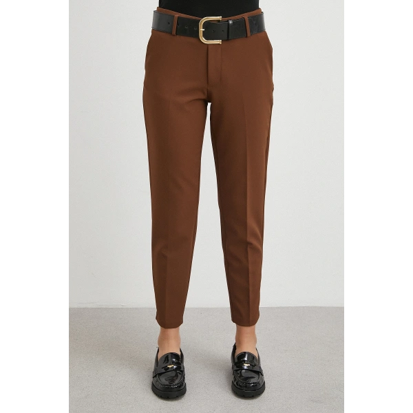 Kemer Havuç Paça Pantolon Kahve