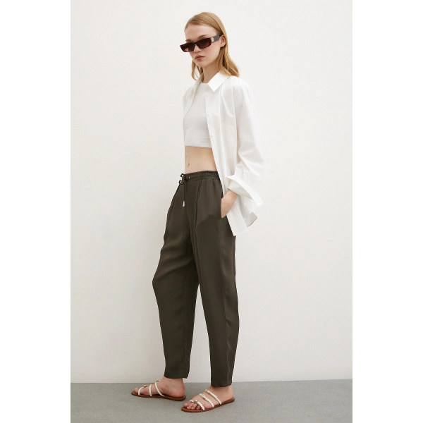 Beli Lastikli Boru Paça Pantolon Haki