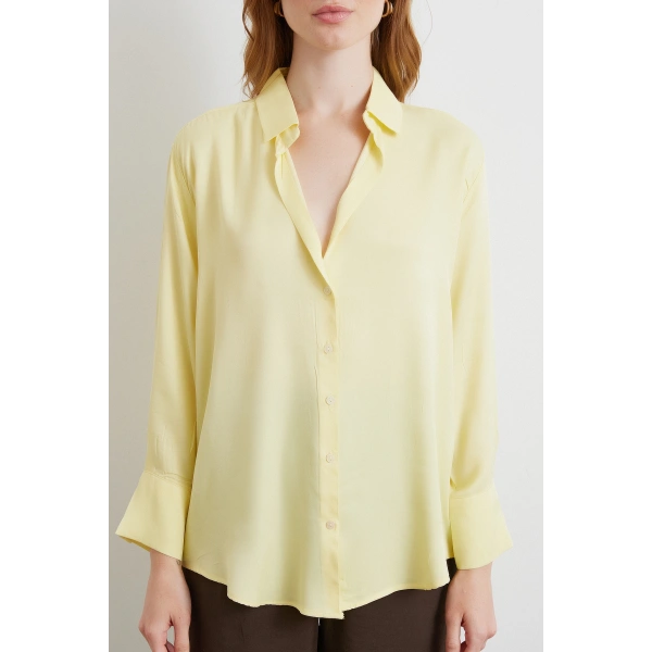 Viskon Saten Gömlek Sarı