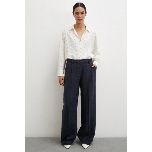 Puantiyeli Oversize Gömlek Ekru