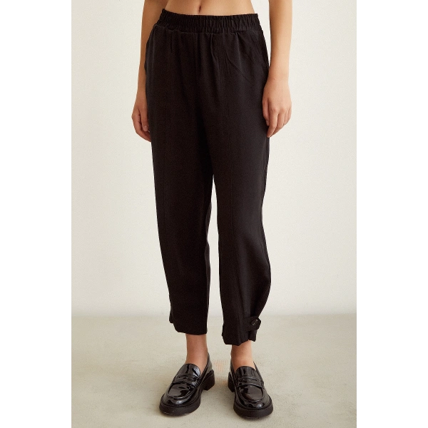 Lastikli Salaş Pantolon Siyah