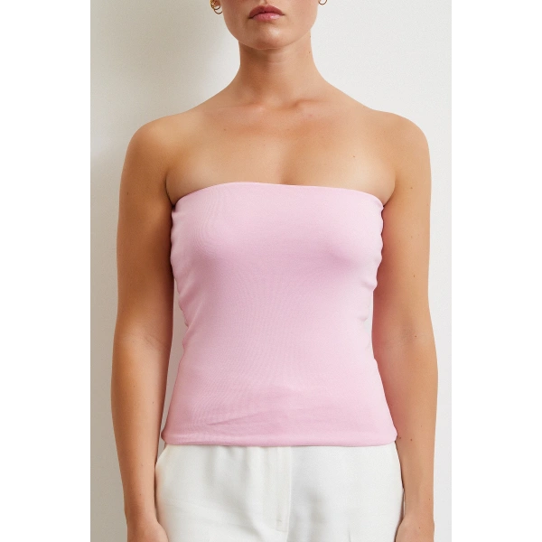 Straplez Top Pembe