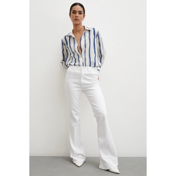 Bambu Çizgili Gömlek Lacivert