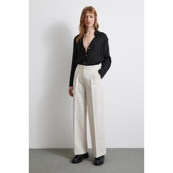 Kabartma Çizgili Saten Gömlek Siyah