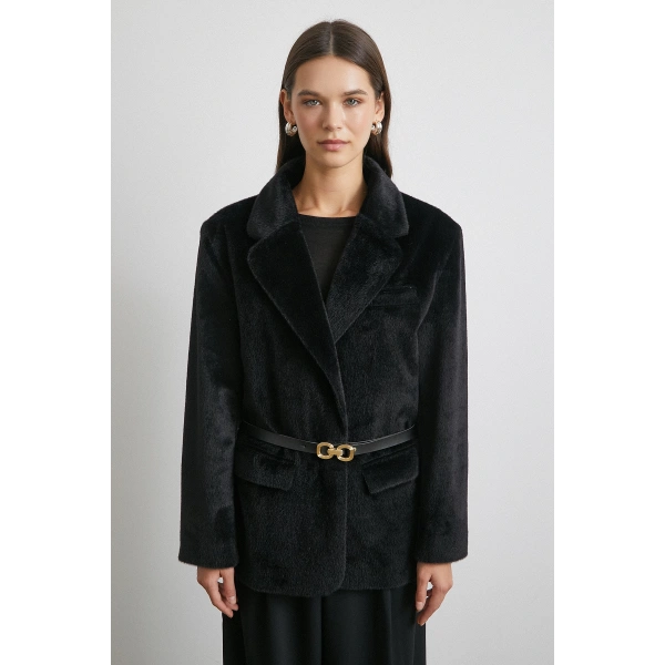 Kemer Tay Flock Ceket Siyah