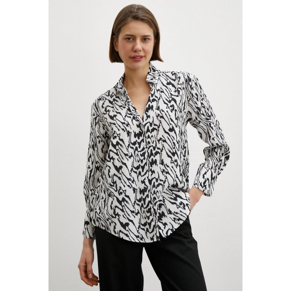 Animal Desenli Gömlek Siyah