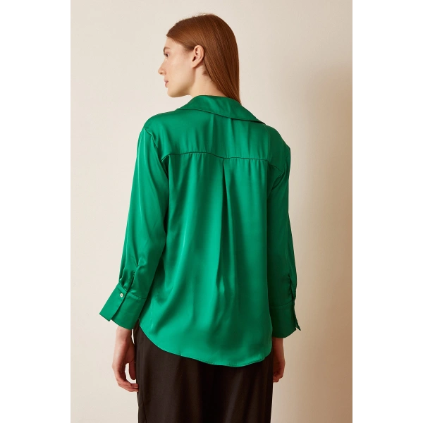 Basic Saten Gömlek Yeşil