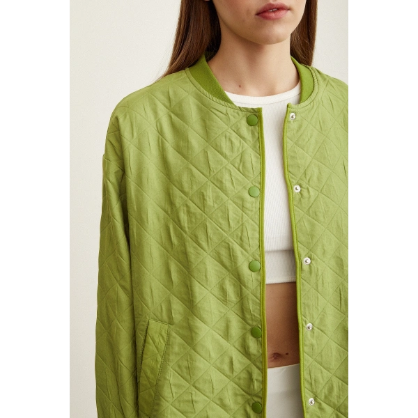 Bomber Kapitone Ceket Fıstık Yeşili